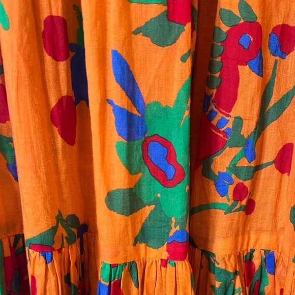 Tory Burch Orange Floral Maxi Skirt S $248 - Picture 3 of 6